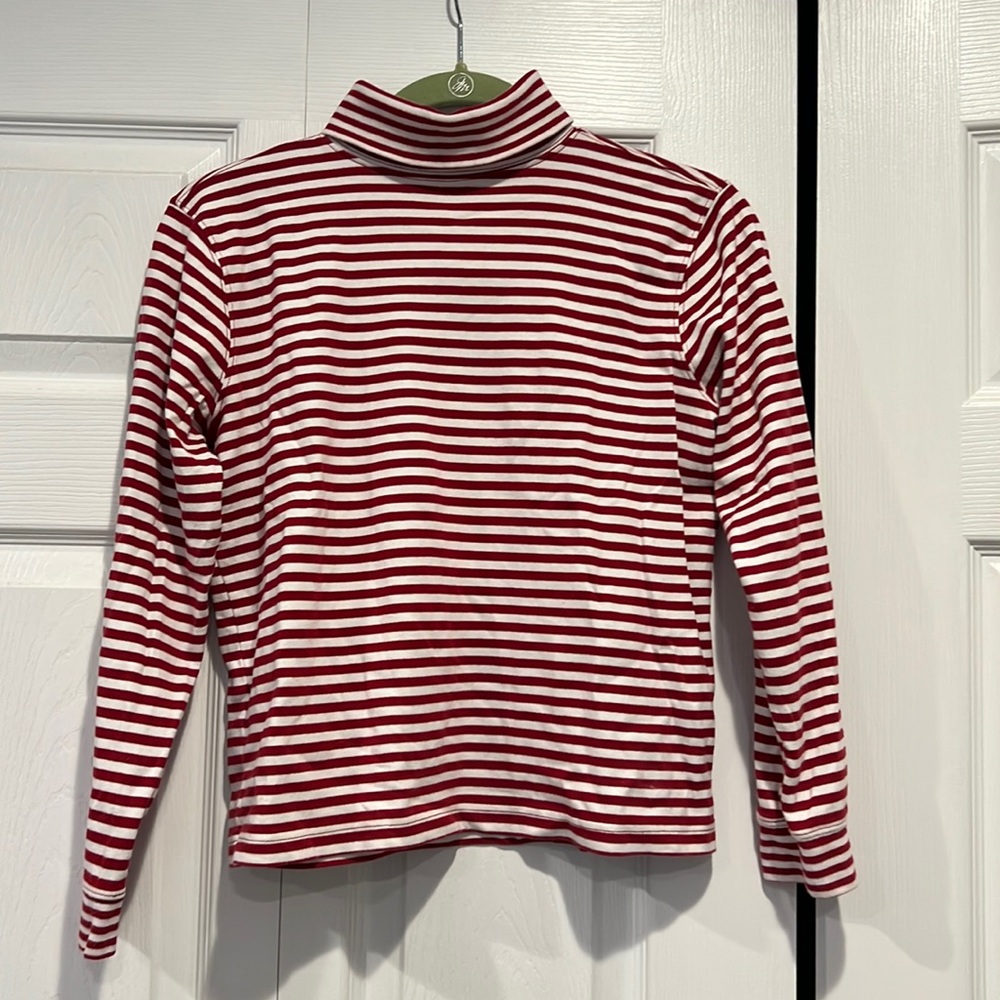 L. L. Bean Red and white long sleeve turtleneck
